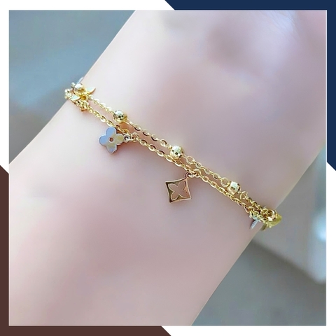 Lắc Tay Vàng Cỏ 4 Lá Nhiều Mẫu Cho Nữ May Mắn Mã LTVN113 | Vàng Ý 10k