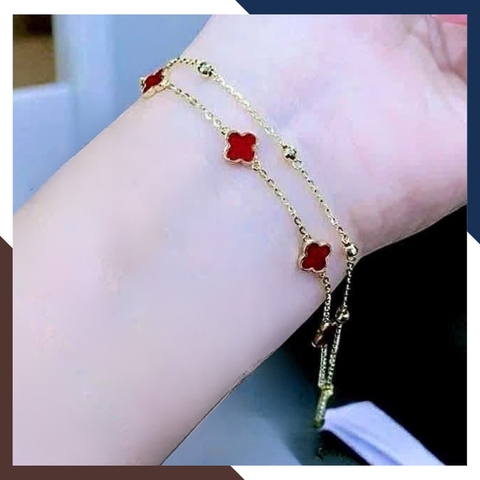 Lắc Tay Vàng Cỏ 4 Lá Nhiều Mẫu Cho Nữ May Mắn Mã LTVN113 | Vàng Ý 10k