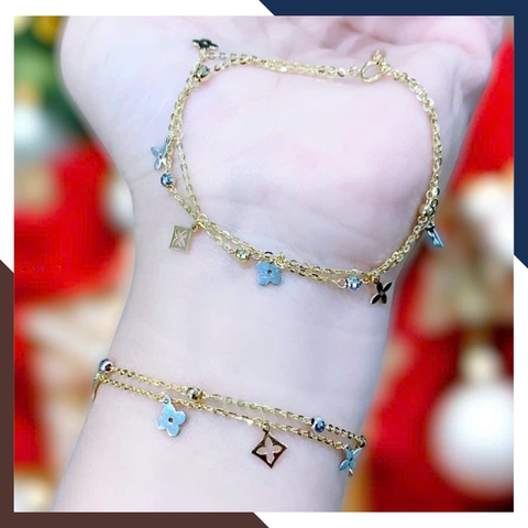 Lắc Tay Vàng Cỏ 4 Lá Nhiều Mẫu Cho Nữ May Mắn Mã LTVN113 | Vàng Ý 10k