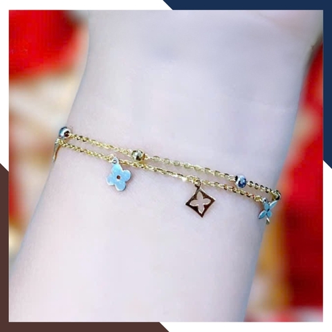 Lắc Tay Vàng Cỏ 4 Lá Nhiều Mẫu Cho Nữ May Mắn Mã LTVN113 | Vàng Ý 10k