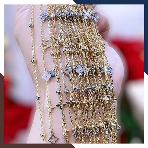 Lắc Tay Vàng Cỏ 4 Lá Nhiều Mẫu Cho Nữ May Mắn Mã LTVN113 | Vàng Ý 10k