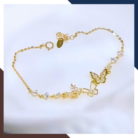 Lắc tay vàng nữ 10k hình con bướm LTVN330 – Thanh mảnh, nữ tính, đeo cực xinh