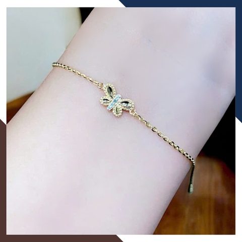 Lắc tay vàng nữ 10k hình con bướm LTVN330 – Thanh mảnh, nữ tính, đeo cực xinh