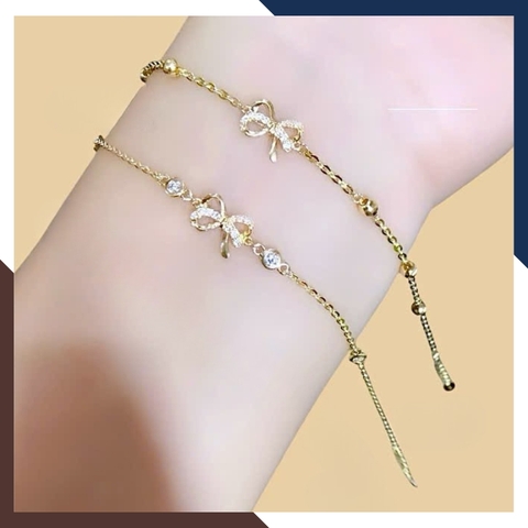 Lắc Tay Vàng Nữ 10K Hình Nơ LTVN337 – Nữ Tính, Dễ Thương, Dễ Phối Đồ