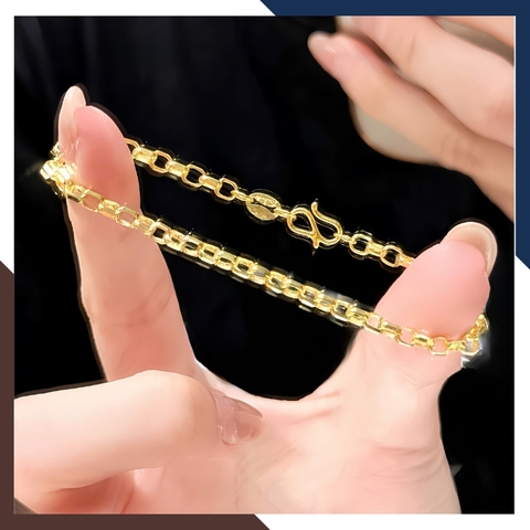 Lắc tay vàng nữ 10k kiểu mắt xích vuông LTVN285 – cá tính – hiện đại – dễ phối