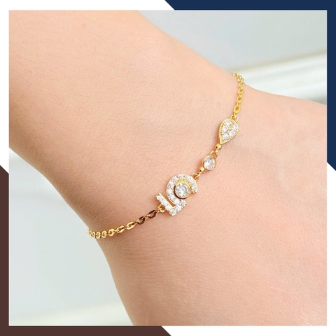 Lắc Tay Vàng Nữ 10K LTVN355 – Mix Charm Hoa Hồng, Cỏ 4 Lá & Số 5 Thanh Lịch, Tôn Cổ Tay