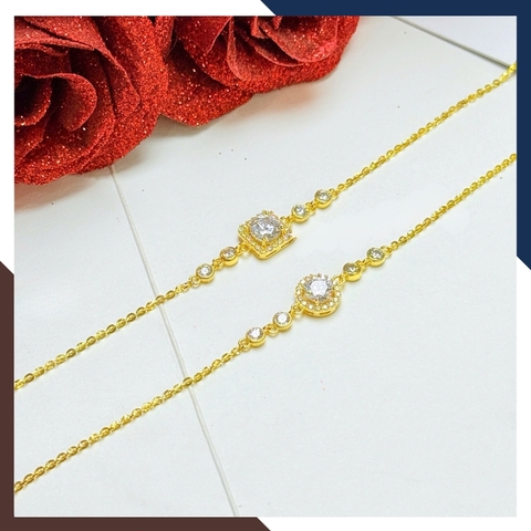 Lắc Tay Vàng Nữ 10K Mặt Đá Tròn / Vuông LTVN375 – Thiết Kế Thanh Lịch, Sang Trọng