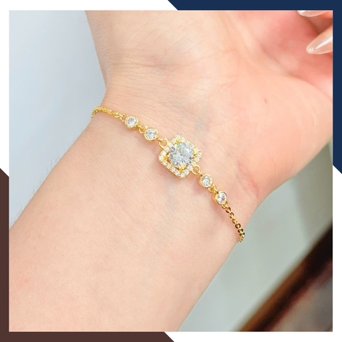 Lắc Tay Vàng Nữ 10K Mặt Đá Tròn / Vuông LTVN375 – Thiết Kế Thanh Lịch, Sang Trọng