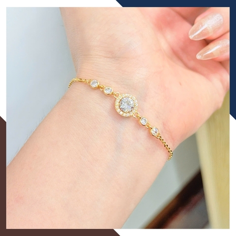 Lắc Tay Vàng Nữ 10K Mặt Đá Tròn / Vuông LTVN375 – Thiết Kế Thanh Lịch, Sang Trọng