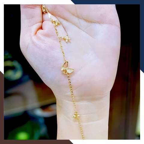 Lắc Tay Vàng Nữ 10K Mix Charm Bướm LTVN391 – Vàng Ý Thanh Mảnh, Nhẹ Nhàng & Nữ Tính