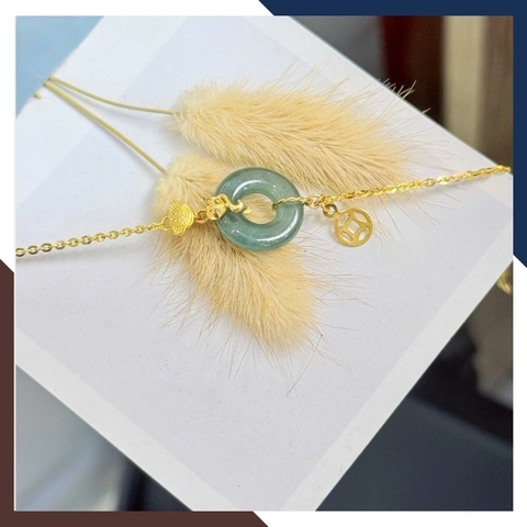 Lắc Tay Vàng Nữ 10K Mix Đồng Điếu Đá Phong Thuỷ Hợp Mệnh Kim Mộc Thuỷ Hoả Thổ LTVN241