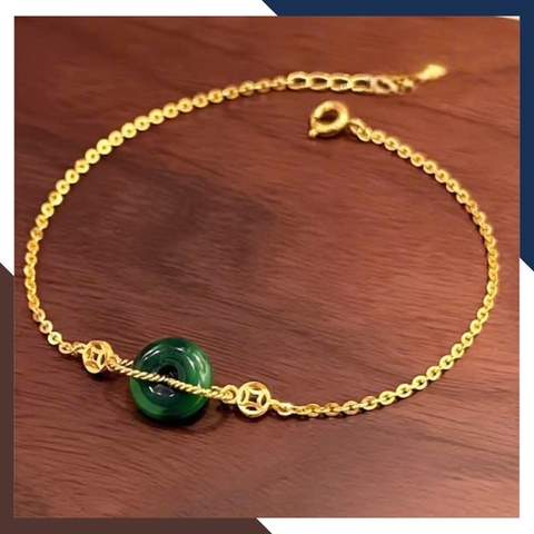 Lắc Tay Vàng Nữ 10K Mix Đồng Điếu Đá Phong Thuỷ Hợp Mệnh Kim Mộc Thuỷ Hoả Thổ LTVN241