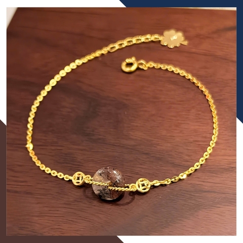 Lắc Tay Vàng Nữ 10K Mix Đồng Điếu Đá Phong Thuỷ Hợp Mệnh Kim Mộc Thuỷ Hoả Thổ LTVN241