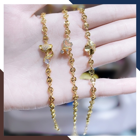 Lắc tay kim tiền vàng tây 10k mix cỏ 4 lá cho nữ đẹp mã TL84