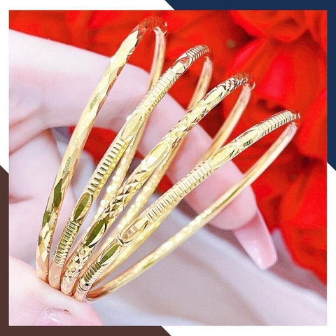 Lắc tay vàng nữ trơn 1 chỉ, lắc tay kiềng cứng vàng tây 10k mã TL100