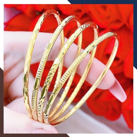 Lắc tay vàng nữ trơn 1 chỉ, lắc tay kiềng cứng vàng tây 10k mã TL100