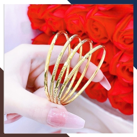 Lắc tay vàng nữ trơn 1 chỉ, lắc tay kiềng cứng vàng tây 10k mã TL100