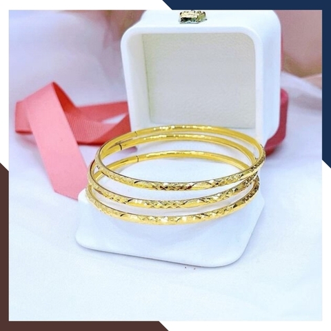 Lắc tay vàng nữ trơn 1 chỉ, lắc tay kiềng cứng vàng tây 10k mã TL100