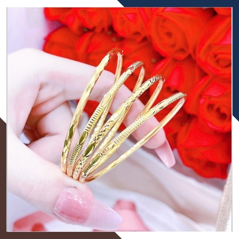 Lắc tay vàng nữ trơn 1 chỉ, lắc tay kiềng cứng vàng tây 10k mã TL100