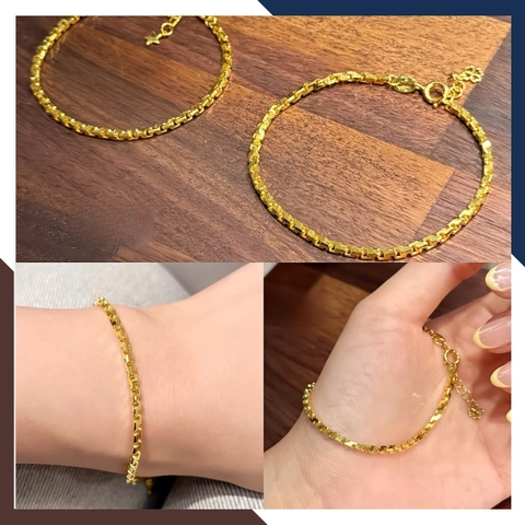 Lắc Tay Vàng Nữ Trơn Kiểu Chữ Cong Hàn Quốc LTVN301 – Đeo Sang, Bắt Sáng, Có Giấy Kiểm Định