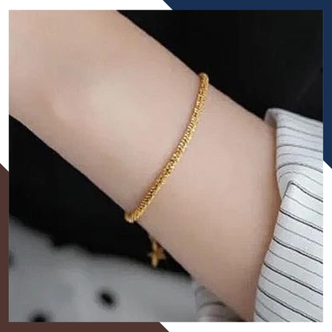 Lắc tay vàng tây nữ 10k đẹp kiểu dây xù kim sa lấp lánh mã TL45