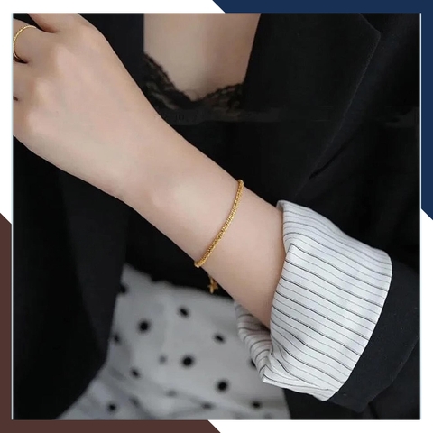 Lắc tay vàng tây nữ 10k đẹp kiểu dây xù kim sa lấp lánh mã TL45