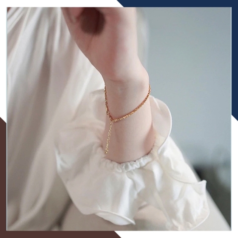 Lắc tay vàng tây nữ 10k đẹp kiểu dây xù kim sa lấp lánh mã TL45