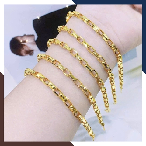 Lắc Tay Xích Vàng 10K LTVN278 – Nhiều Size Phù Hợp Nam, Nữ, Trẻ Em – Có Giấy Kiểm Định