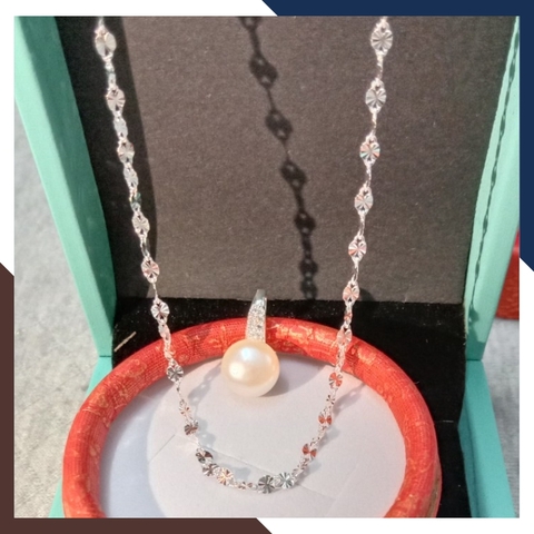 Mặt dây chuyền ngọc trai bạc dáng móc câu cho nữ đẹp mã K27TD910