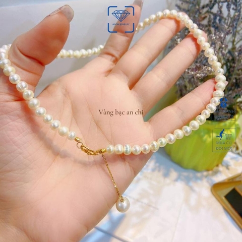 Set Ngọc Trai Hạt Nhỏ 4–5mm Mix Khóa Vàng 10K – Set Choker & Vòng Tay BTSNT17