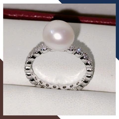 Nhẫn Bạc Ngọc Trai Thật Mẫu Đơn Giản Cho Nữ Đẹp NNT26
