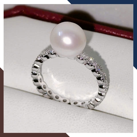 Nhẫn Bạc Ngọc Trai Thật Mẫu Đơn Giản Cho Nữ Đẹp NNT26