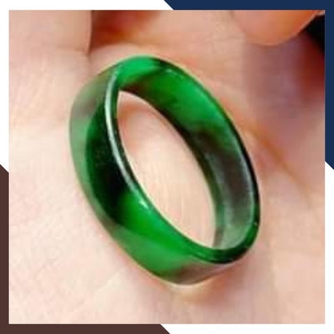 Nhẫn cẩm thạch sơn thủy bọc vàng 10k có kiểm định type A đẹp cho nam nữ mệnh mộc, mệnh hỏa mã 300V750