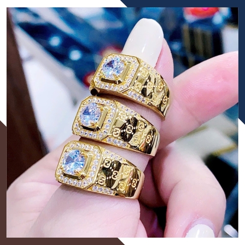 Nhẫn Cặp Đôi, Nhẫn Cưới Vàng Tây 10k Bản To Đính Đá Đẹp Mã NVCD62