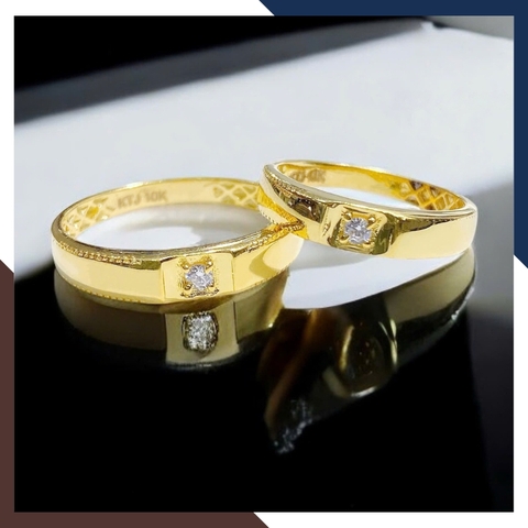 Nhẫn Cặp Đôi Vàng Tây, Nhẫn Cưới Vàng 10k Nhiều Mẫu Mới Đẹp Mã NVCD12