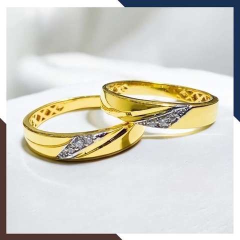Nhẫn Cặp Đôi Vàng Tây, Nhẫn Cưới Vàng 10k Nhiều Mẫu Mới Đẹp Mã NVCD12