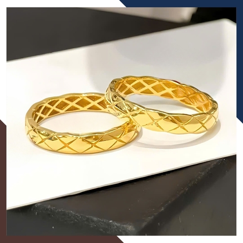 Nhẫn Cặp Vàng Tây 10k Trơn Không Đính Đá, Nhẫn Đôi Đơn Giản Đẹp NVCD149