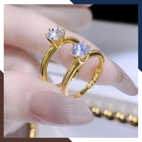 Nhẫn Cầu Hôn, Nhẫn Vàng Nữ Đính Đá NVN183 | Vàng Tây 10k