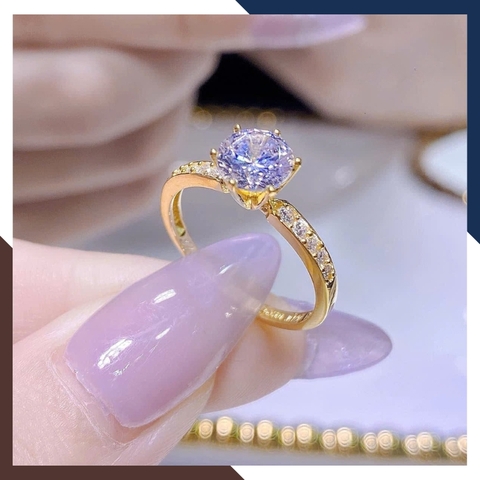 Nhẫn Cầu Hôn, Nhẫn Vàng Nữ Đính Đá NVN183 | Vàng Tây 10k