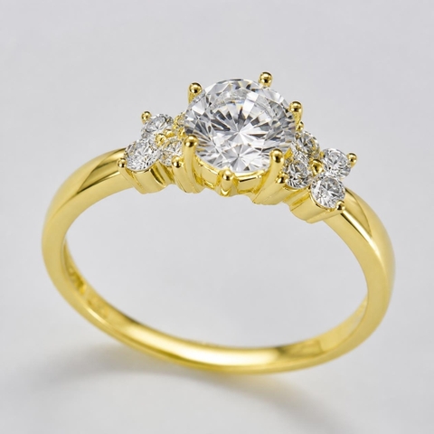 Nhẫn Cầu Hôn Vàng 10K NVCH008 – Solitaire Side Stone, 2 Mẫu Thiết Kế