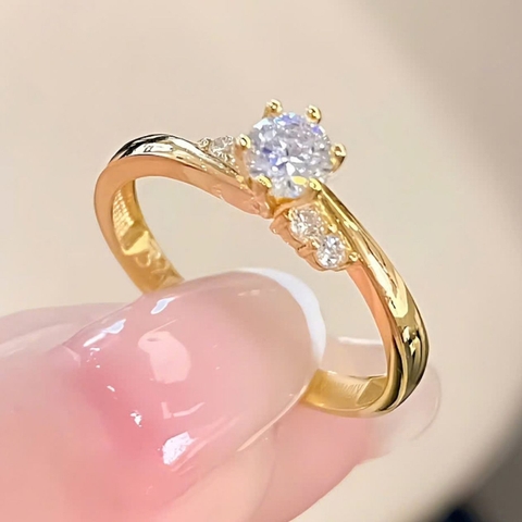 Nhẫn Cầu Hôn Vàng 10K NVCH008 – Solitaire Side Stone, 2 Mẫu Thiết Kế