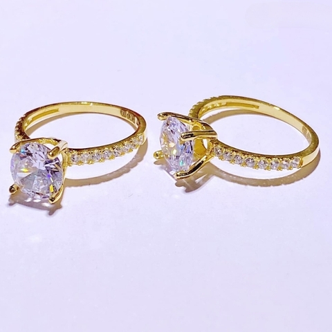 Nhẫn cầu hôn vàng tây 10k đính đá, nhẫn vàng nữ đẹp đơn giản mã 1286TL43