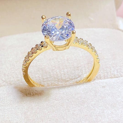 Nhẫn cầu hôn vàng tây 10k đính đá, nhẫn vàng nữ đẹp đơn giản mã 1286TL43