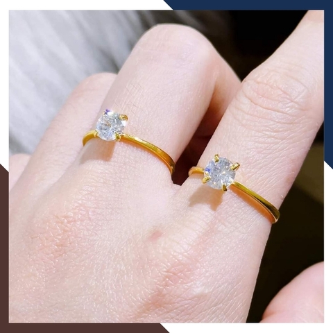 Nhẫn cầu hôn vàng tây 10k đính đá, nhẫn vàng nữ đẹp đơn giản mã 899TL31