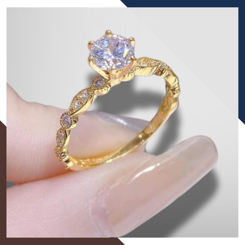 Nhẫn cầu hôn vàng tây 10k đính hột đá trắng nhô cao mã TL30