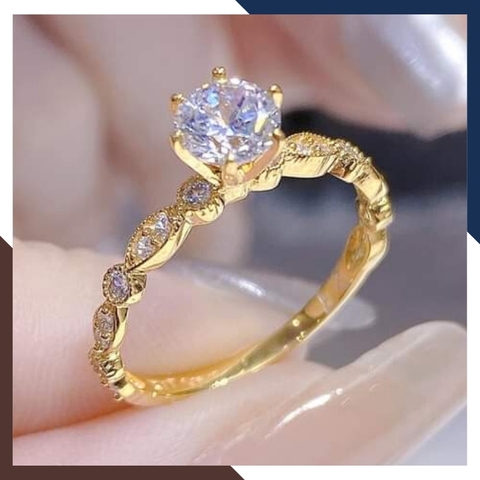 Nhẫn cầu hôn vàng tây 10k đính hột đá trắng nhô cao mã TL30