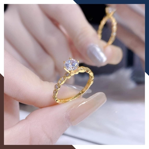 Nhẫn cầu hôn vàng tây 10k đính hột đá trắng nhô cao mã TL30