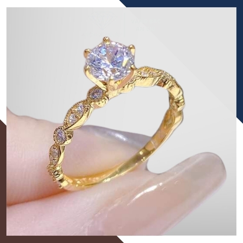 Nhẫn cầu hôn vàng tây 10k đính hột đá trắng nhô cao mã TL30