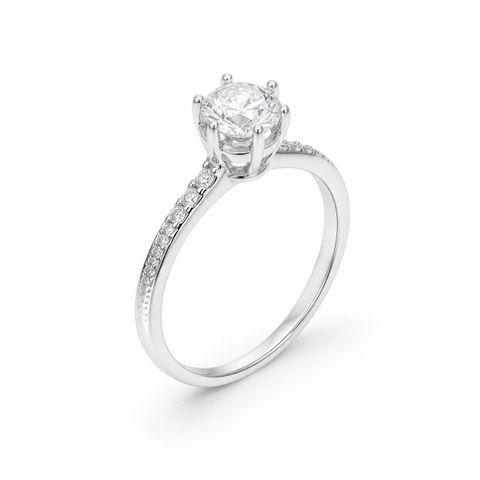 Nhẫn Cầu Hôn Vàng Trắng 10K Halo NVCH002 – 3 Mẫu Thiết Kế