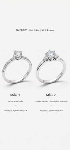 Nhẫn Cầu Hôn Vàng Trắng 10K Halo NVCH002 – 3 Mẫu Thiết Kế